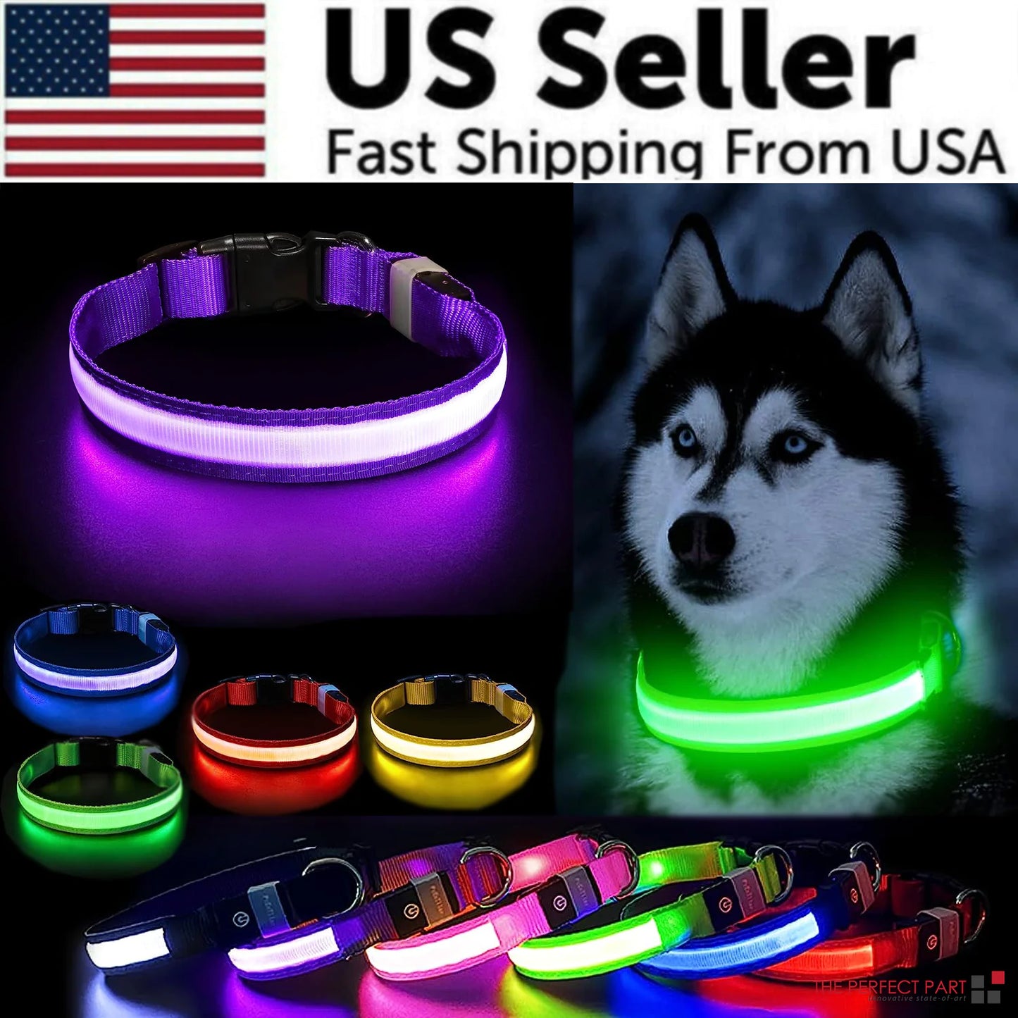 GlowGuard Dog Collar: High Visibility Waterproof LED