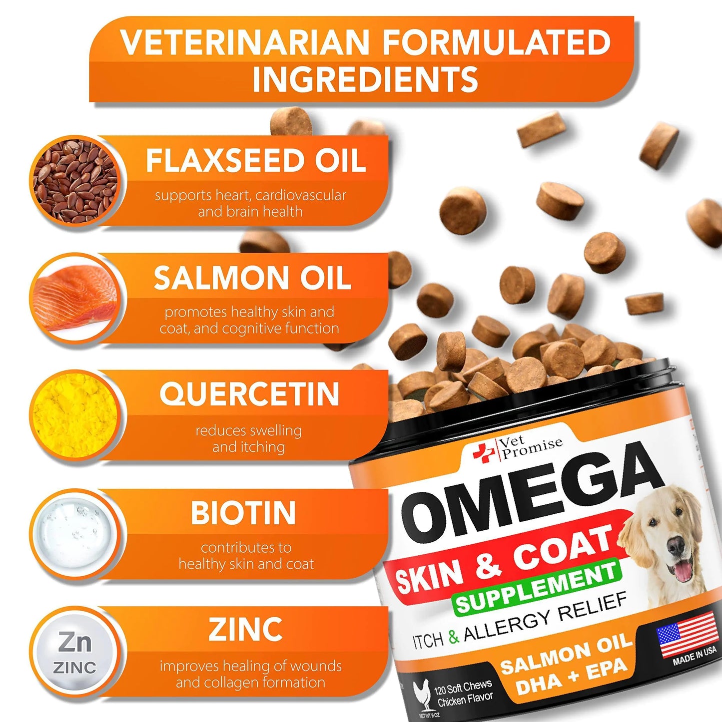 Shiny Coat and Allergy relief Omega 3 Dog Chews